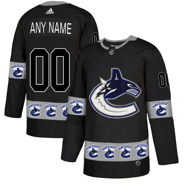 Men Vancouver Canucks #00 Any name Black Custom Adidas Fashion NHL Jersey
